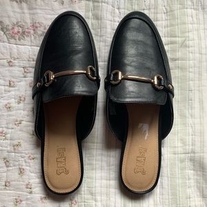 Black and Gold Slip On Shoes